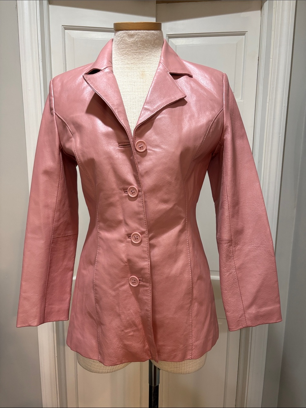 Oscar Piel sz M dusty pink leather coat